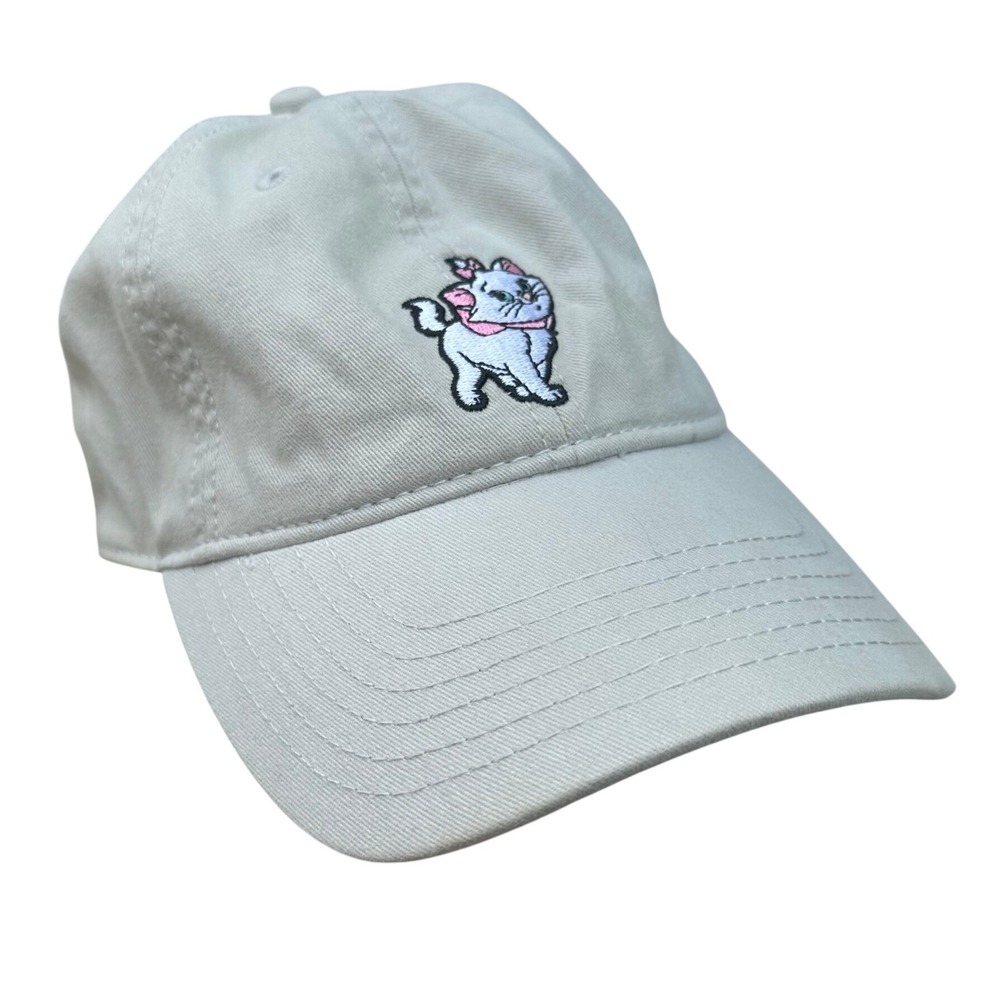 Disney Marie Aristocats Embroidered Dad Hat Beige Adjustable Cat Baseball Cap